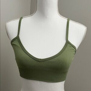 lululemon athletica Olive Green Seamless Sports Bra with Thin Straps